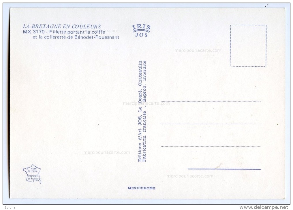 Fillette Portant La Coiffe Et La Collerette De BÉNODET FOUESNANT - Non écrite 2 Scans - Bénodet