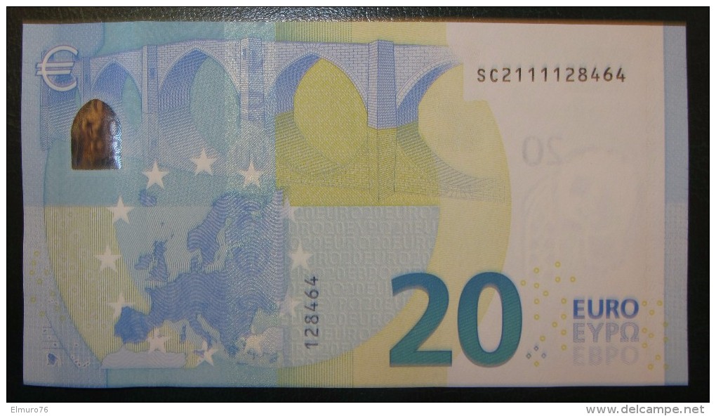 20 EURO S004B4 Draghi Italy Serie SC Perfect  UNC - 20 Euro