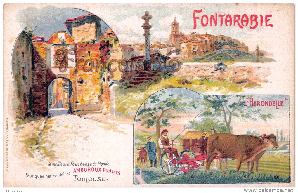 Hondarribia Fontarabie - Publicité L'Hirondelle Faucheuse Fabriquée Par Les Usines Amouroux Fréres  - 2 SCANS - Otros & Sin Clasificación