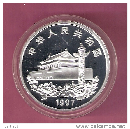 CHINA 10 YUAN 1997 1 OZ. SILVER PROOF TIANANMAN SQUARE CITY VIEW, FOUNDING HONG KONG 88000 PCS. - China