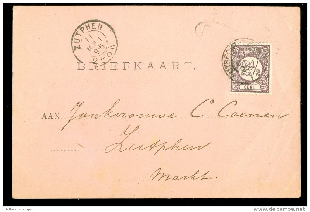 HANDGESCHREVEN BRIEFKAART Uit 1895 Gelopen Van UTRECHT Naar JONKVROUWE COENEN  Te ZUTPHEN (10.059k) - Brieven En Documenten