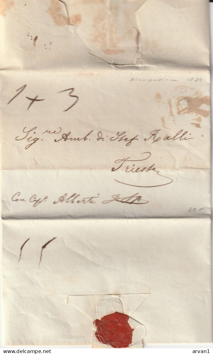 Egypt Entire Letter 1836 Alexandria Trieste  - Con Capt. Alberti D.L.A. - Levant - Voorfilatelie