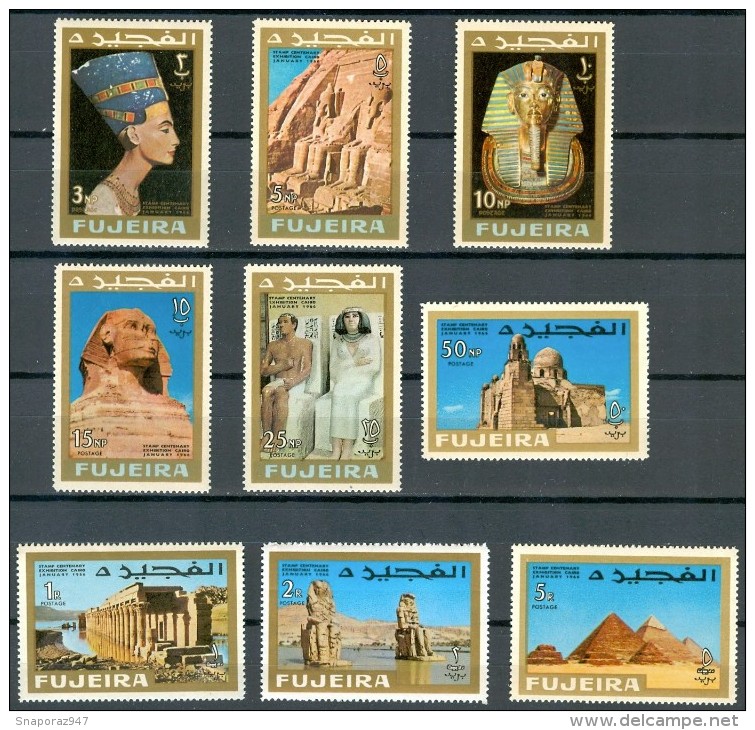 1966 Fujeira Esposizione E 100° Del Francobollo Egiziano Al Cairo Mic.49/57 Set MNH** B621 - Egyptologie