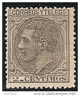 1879-ED. 200 ALFONSO XII. CORREOS Y TELEGRAFOS-2 CTS. NEGRO GRISACEO-NUEVO - Neufs