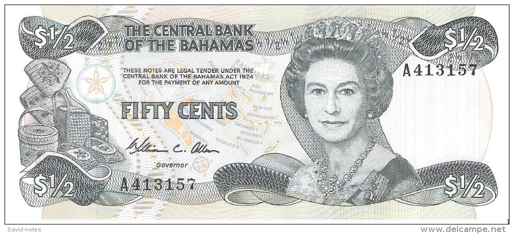 Bahamas - Pick 42 - 1/2 Dollar 1984 - Unc - Bahamas