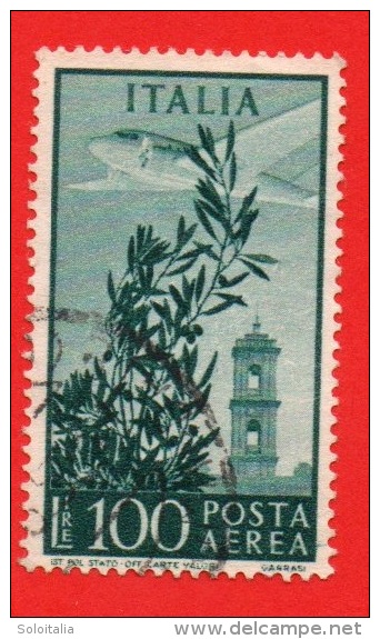 1948/52 (A142) Torre Del Campidoglio Lire 100 (filigrana Ruota I) - Usato - Leggi Il Messaggio Del Venditore - Airmail