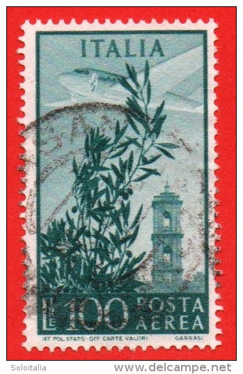 1948/52 (A142) Torre Del Campidoglio Lire 100 (filigrana Ruota I) - Usato - Leggi Il Messaggio Del Venditore - Airmail