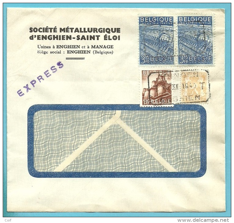 710+765+767 Op Brief Per EXPRES Met Telegraafstempel  EDINGEN /ENGHIEN - 1948 Export