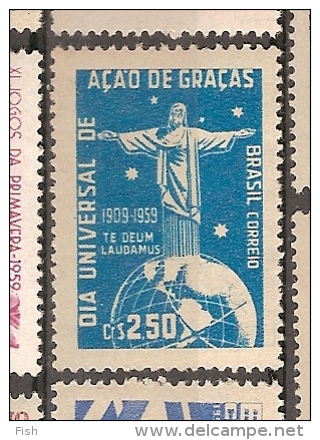 Brazil * & 50 Years Of The Universal Day Of Thanksgiving, Christ On The Mount Concorvado 1959 (686) - Unused Stamps