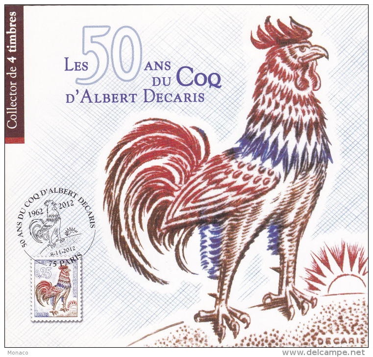 France 2012, Les 50 Ans Du Coq De DECARIS, 4TP à Valeur Permanente, Oblitéré Du Salon 8-11-2012 - Collectors