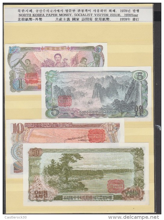 O) 1978 KOREA, BANKNOTE - WON, PAPER MONEY SOCIALIST VISITOR ISSUE, FULL SET, XF - Andere & Zonder Classificatie