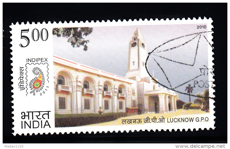 INDIA, 2010, FINE USED, First Day Cancelled. Postal Heritage Buildings, Architecture,   LUCKNOW G.P.O, 1 V - Gebruikt