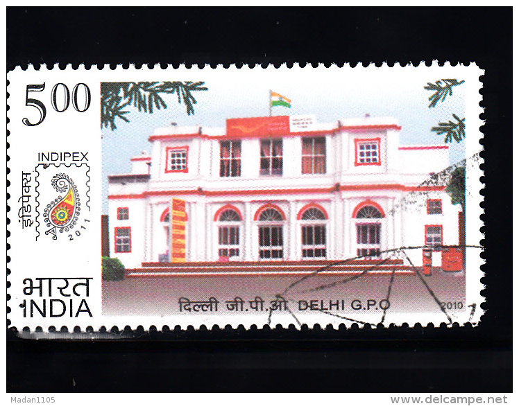 INDIA, 2010, FINE USED, First Day Cancelled. Postal Heritage Buildings, Architecture,National Flag,  DELHI G.P.O, 1 V - Gebruikt