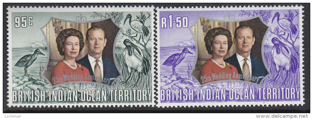 BIOT, 1972 SILVER WEDDING ANNIV 2 MNH - British Indian Ocean Territory (BIOT)