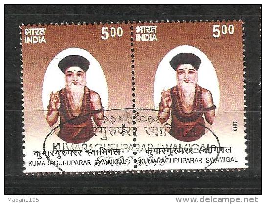 INDIA, 2010, FIRST DAY CANCELLED, PAIR,  Kumaraguruparar Swamigal, - Used Stamps