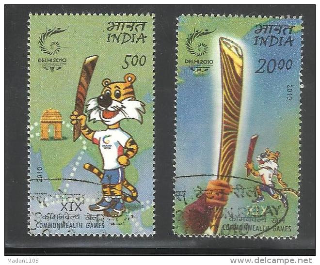 INDIA, 2010, FIRST DAY CANCELLED, Queens Baton, Set 2 V, XIX Commonwealth Games,Fine Used. - Gebruikt