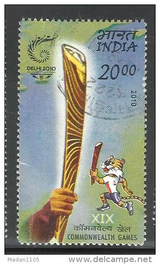 INDIA, 2010, FINE USED,  Queens Baton, Relay,  Commonwealth Games, , 1 V, Rs 20. - Gebruikt