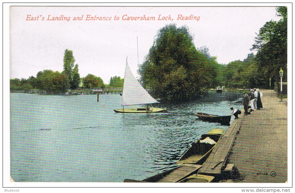 RB 1070 - Early Postcard - East's Landing &amp; Entrance To Caversham Lock - Reading Berkshire - Reading