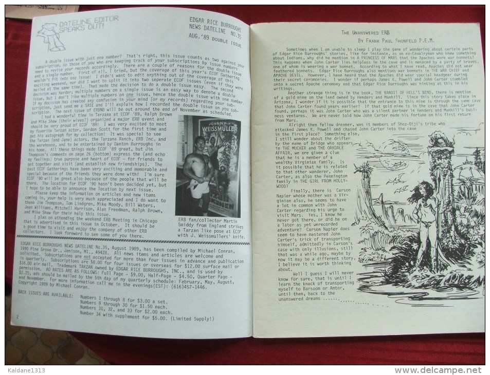 Tarzan John Carter Edgar Rice Burroughs Fanzine News Dateline N° 35 Aout 1989 - Other & Unclassified