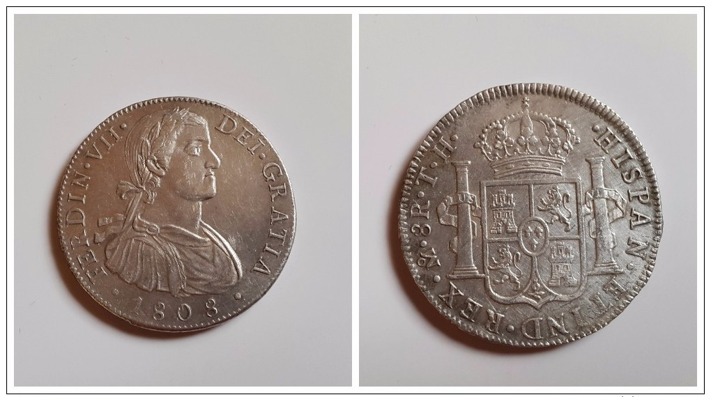 España   8 Reales   Plata 1808   Rey Fernando VII   México   T.H..  26.88 G  MBC - Autres & Non Classés