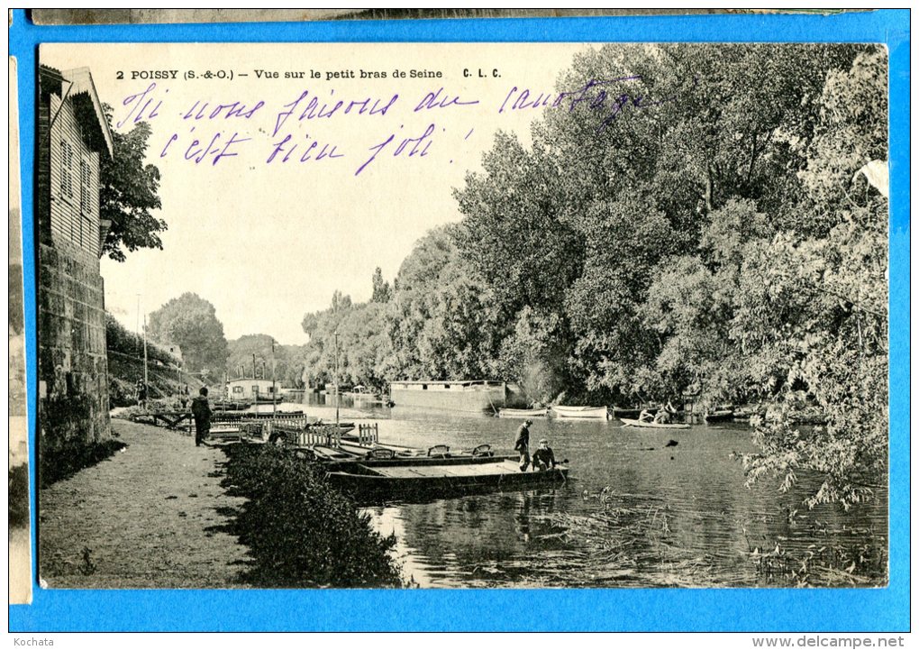 T193, Poissy, Vue Sur Le Petit Bras De Seine, Animée, Barque, 2,  Circulée 1906 - Poissy