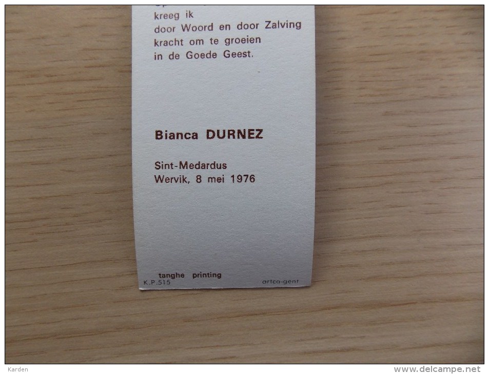 Communieprentje Bianca Durnez 8/5/1976 Wervik - Religione & Esoterismo