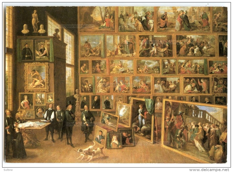 David Teniers - L'archevêque Léopold Guillaume Contemplant Les Peintures - écrite Et Timbrée (pour Jeu-concours) 2 Scans - Peintures & Tableaux