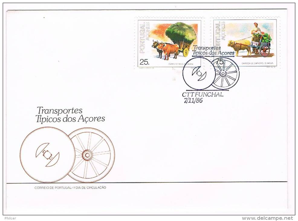 Portugal, 1986, FDC Transportes Típicos Dos Açores, Carimbo Do Funchal - FDC