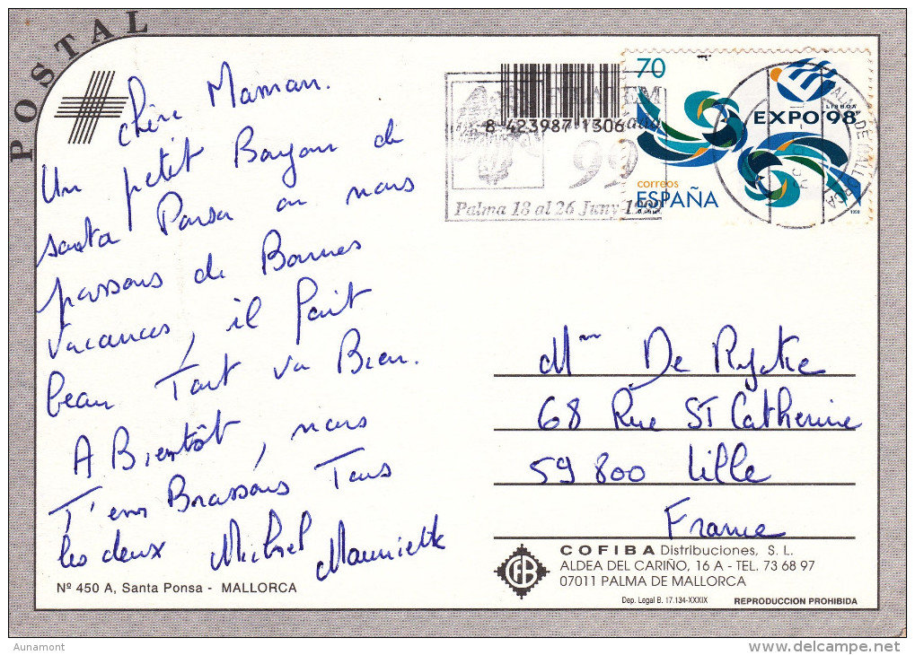 España--Mallorca--1998--Santa Ponsa--Varias Vistas---Fechador-Palma-a, Lille, Francia - Mulini A Vento