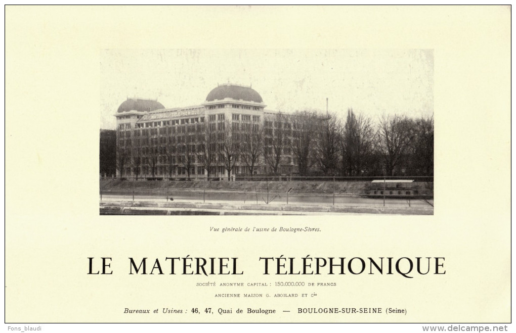 1929 - Rare Iconographie - Boulogne-Billancourt (Hauts-de-Seine) - L'usine Téléphonique - FRANCO DE PORT - Unclassified