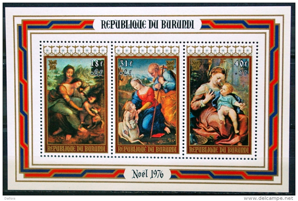 Burundi - 1976 - Tableaux - Dirk Bouts - Bellini - Crivelli - Vinci - Raphael - Correggio - Neufs Avec Surcharge + 2F - Madonne