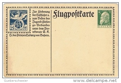 AV-L62 - ALLEMAGNE BAVIERE Entier Postal Illustré Pour La Poste Aérienne 1911 - Briefkaarten