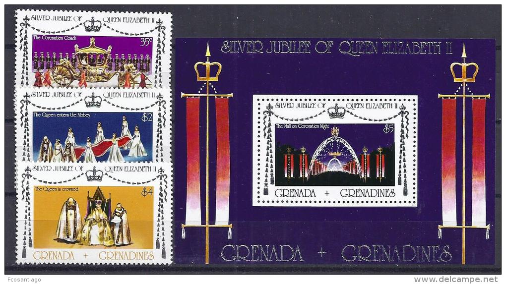 FAMILIAS REALES / GRENADA GRENADINES 1977 #Yvert 191A/193A + H26**  Precio Cat. &euro;9.50 - Case Reali