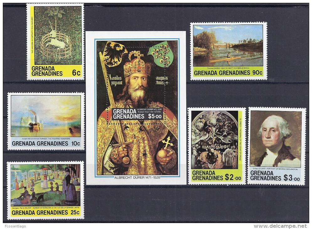 ARTE/ GRENADA GRENADINES 1981 #Yvert 379/84 + H53**  Precio Cat. &euro;14.00 - Religión