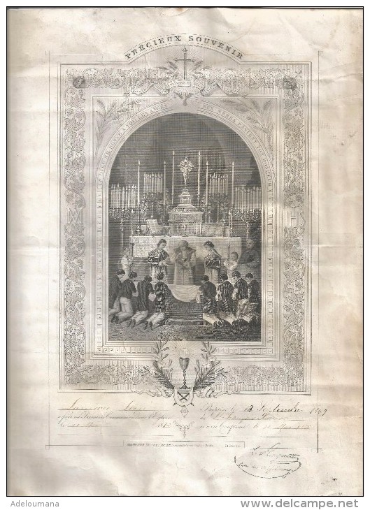 DIPLOME DE 1er COMMUNION LE 11 MAI 1882  -  Dim;  23CmX30Cm - Edit; BOUASSE JEUNE - Religion & Esotérisme
