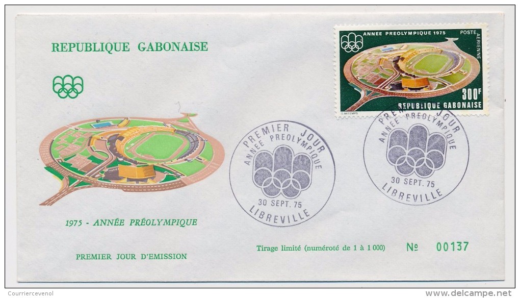 GABON => Enveloppe FDC => Année Préolympique - LIBREVILLE - 30 Sept 1975 - Gabun (1960-...)