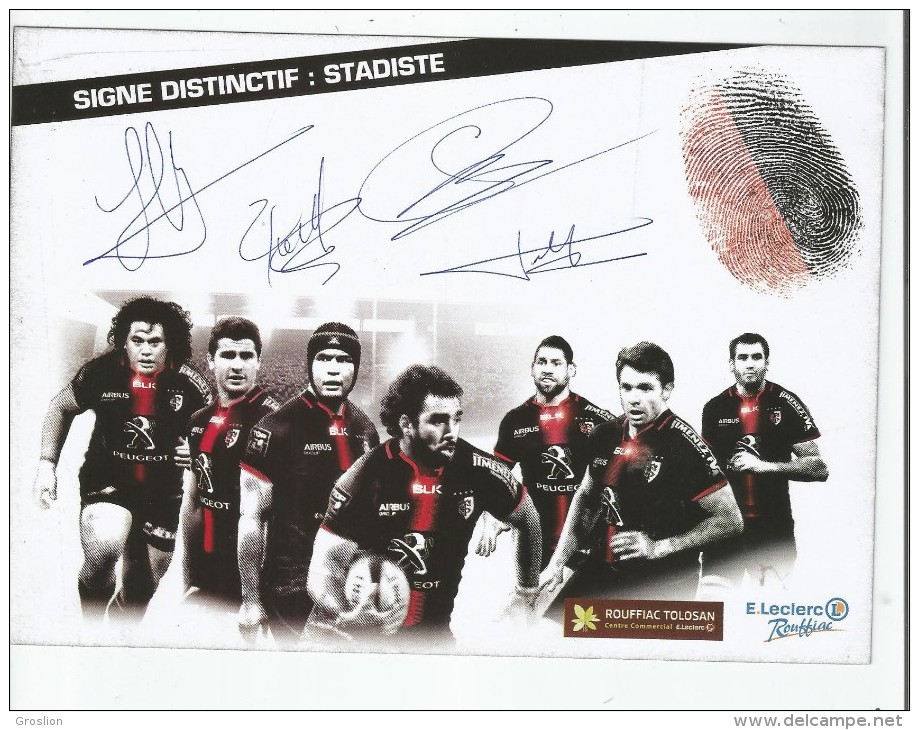 STADE TOULOUSAIN CARTE GEANTE AVEC 4 AUTOGRAPHES - Rugby