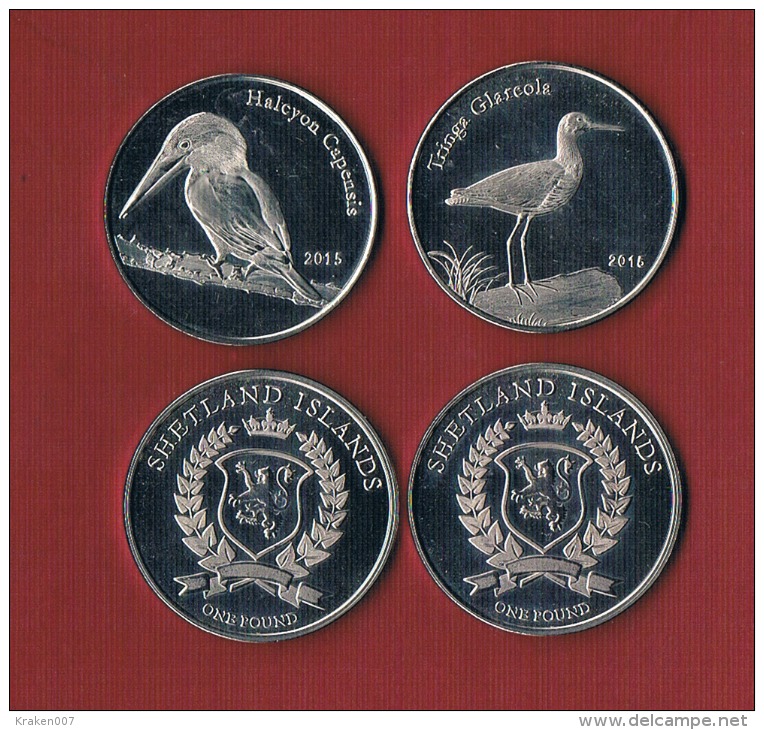 SHETLAND ISLANDS  2 X 1 Pound - Birds- 2015 - Otros – Asia