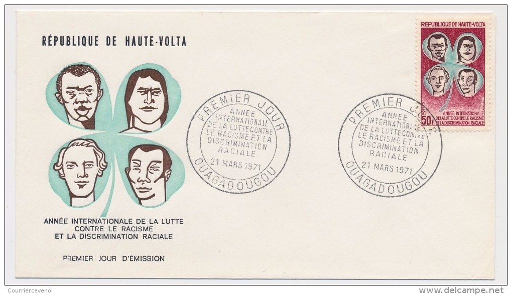 HAUTE-VOLTA => Enveloppe FDC => Année Internationale Lutte Contre Le Racisme - Ouagadougou - 21 Mars 1971 - Obervolta (1958-1984)