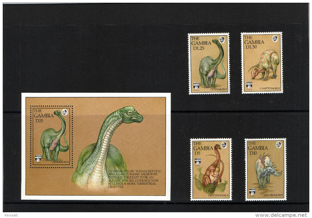 Gambia 1992 Mi. 1408-09 1412-13 And Block 163 MNH, Prehistoric Animals Cetiosaurus Camptosaurus Ornithomimus Kentosaurus - Gambie (1965-...)