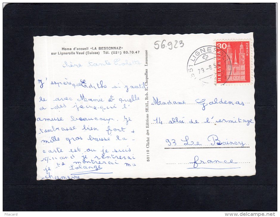 56923    Svizzera,  Home D"accuiel "La  Bessonnaz"  Sur  Lignerolle  Vaud,    VG  1956 - Lignerolle