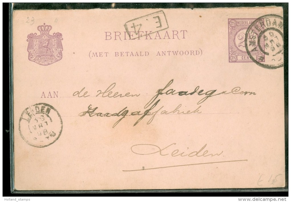 HANDGESCHREVEN BRIEFKAART Uit 1896 Gelopen Van AMSTERDAM Naar LEIDEN  (10.059w) - Postal Stationery