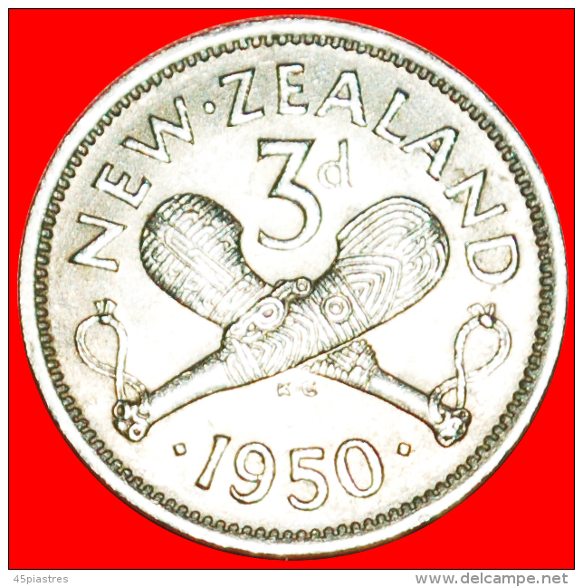 + WEAPON: NEW ZEALAND&#9733; 3 PENCE 1950! RARITY! LOW START &#9733; NO RESERVE! George VI (1937-1952) - Nouvelle-Zélande