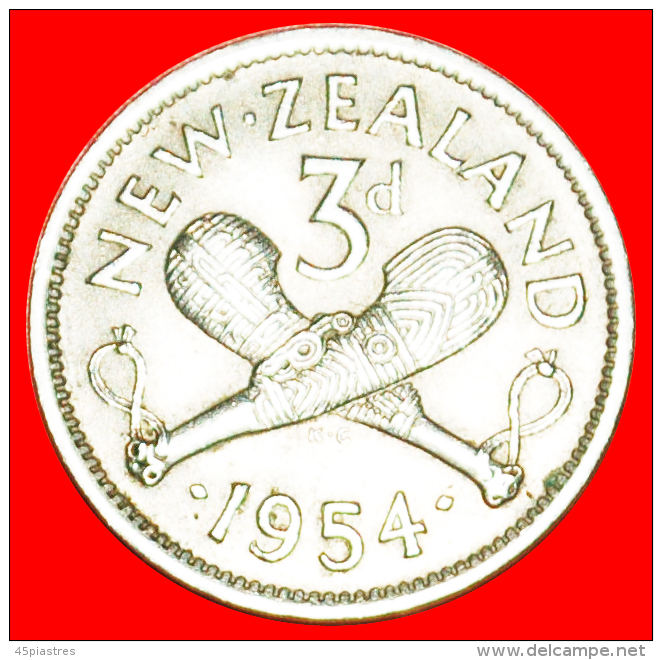 + NUDE QUEEN: NEW ZEALAND ★ 3 PENCE 1954! LOW START &#9733; NO RESERVE! - Nueva Zelanda