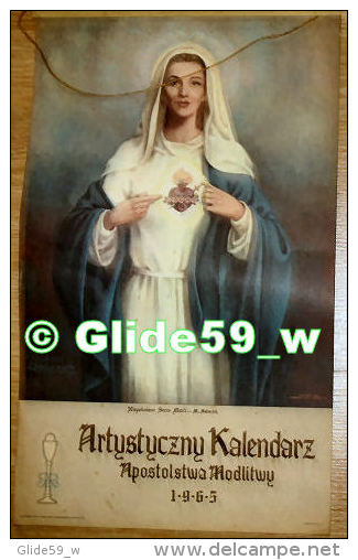 Artystyczny Kalendarz Apostolstwa Modlitwy 1965 - Calendrier Artistique Catholique Polonais - Big : 1961-70