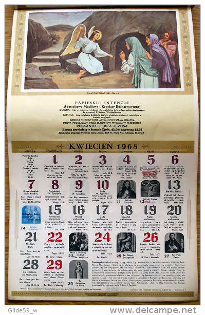 Artystyczny Kalendarz Dla Katolicki Domu 1968 - Calendrier Artistique Catholique Polonais - Big : 1961-70