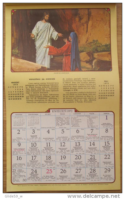 Kalendarz Chrzescijanina Drogowskaz Katolika 1972 - Calendrier Catholique Polonais - Grand Format : 1971-80