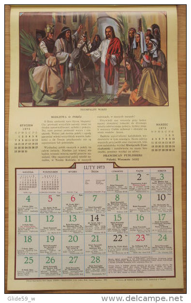 Kalendarz Chrzescijanina Drogowskaz Katolika 1973 - Calendrier Catholique Polonais - Grand Format : 1971-80