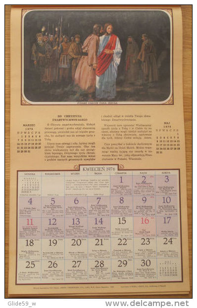 Kalendarz Chrzescijanina Drogowskaz Katolika 1976 - Calendrier Catholique Polonais - Grand Format : 1971-80