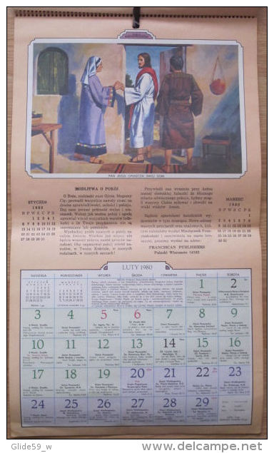 Kalendarz Chrzescijanina Drogowskaz Katolika 1980 - Calendrier Catholique Polonais - Grand Format : 1971-80